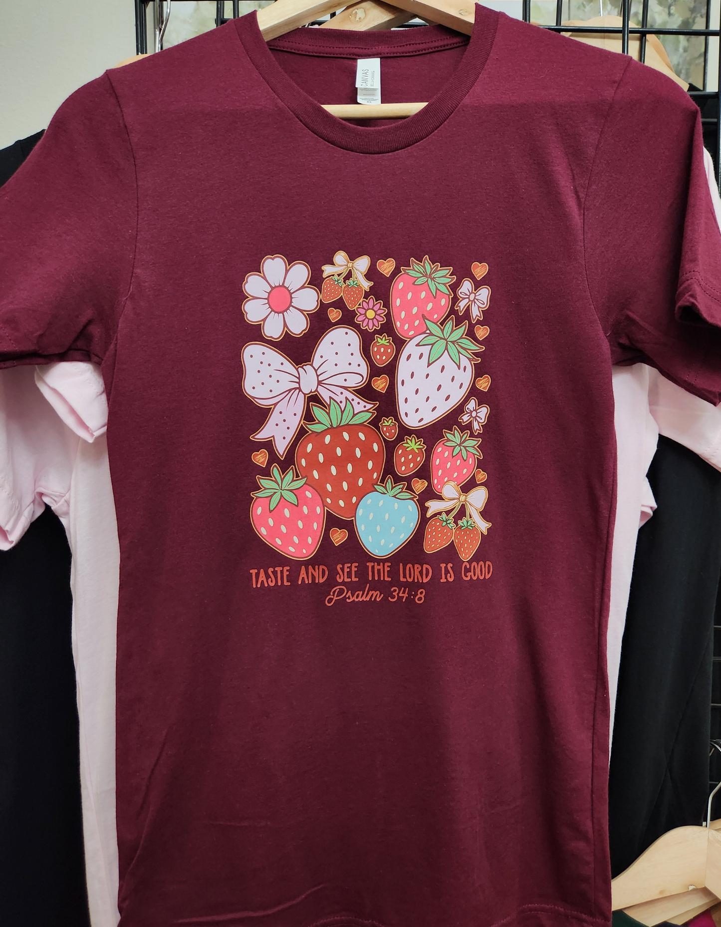 Taste and See that the Lord is Good, Berry happy T-shirt.