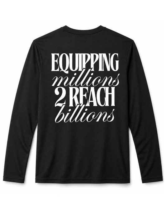 Apostolic Mentoring “Equipping Millions” Performance Long-Sleeve Shirt – Black