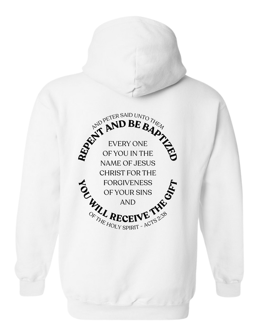 Outpouring Acts 2:38 Pullover Hoodie-White