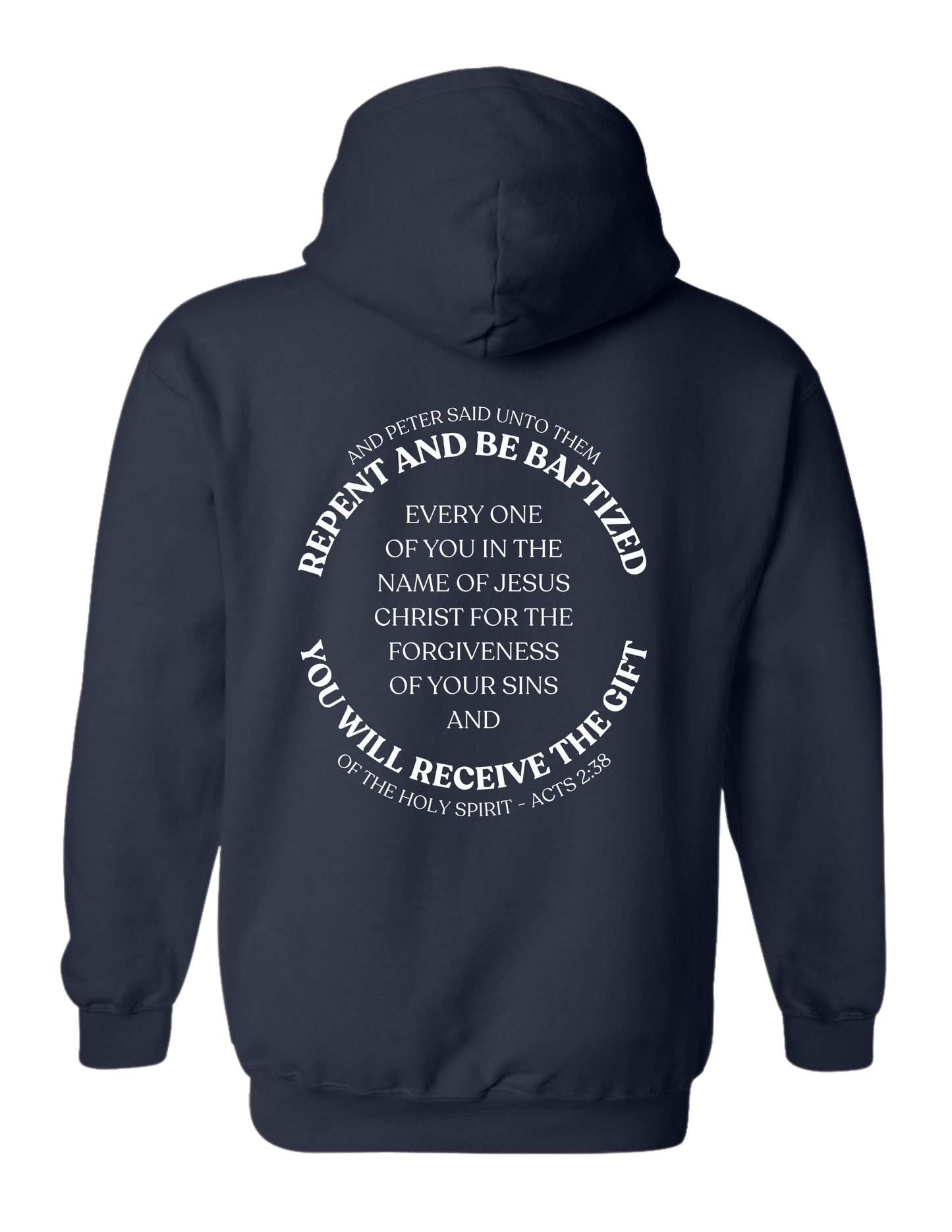Outpouring Acts 2:38 Pullover Hoodie-Navy
