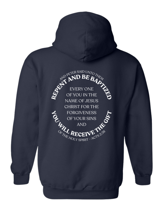 Outpouring Acts 2:38 Pullover Hoodie-Navy