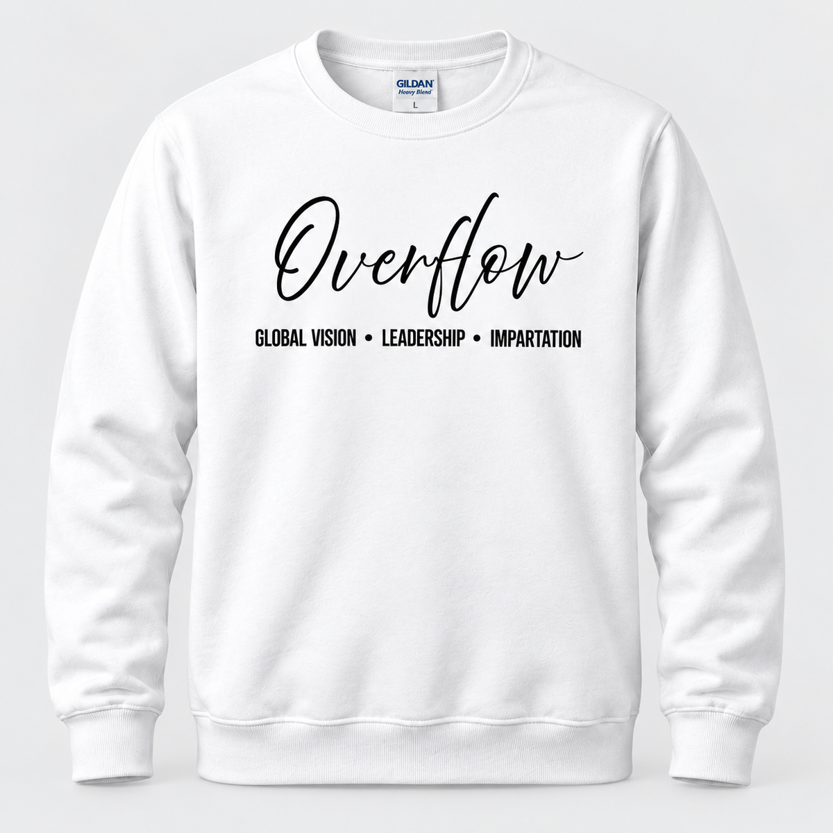 WMW International Overflow Crewneck Sweatshirt – White | 15-Year Celebration
