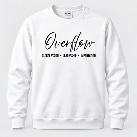 WMW International Overflow Crewneck Sweatshirt – White | 15-Year Celebration