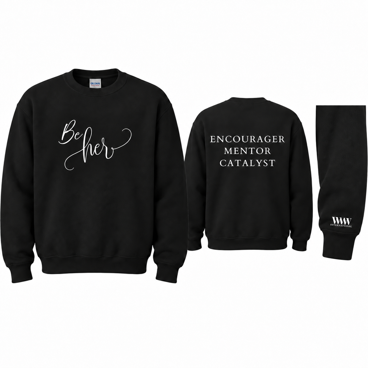Be Her Black Gildan Crewneck Sweatshirt