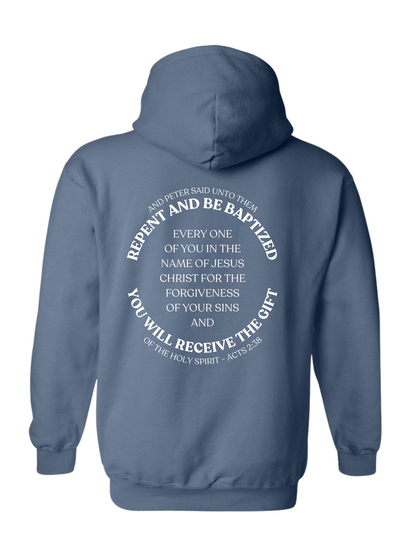 Outpouring Acts 2:38 Pullover Hoodie-Indigo