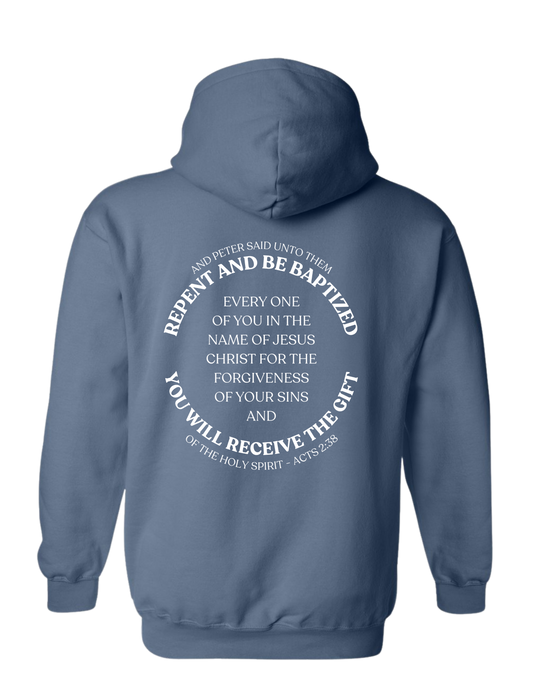 Outpouring Acts 2:38 Pullover Hoodie-Indigo