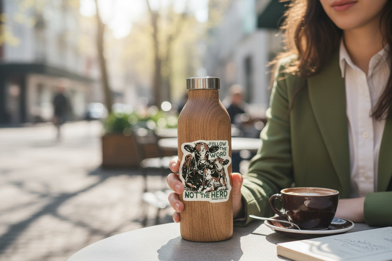 Follow the Word, Not the Herd Cow Sticker