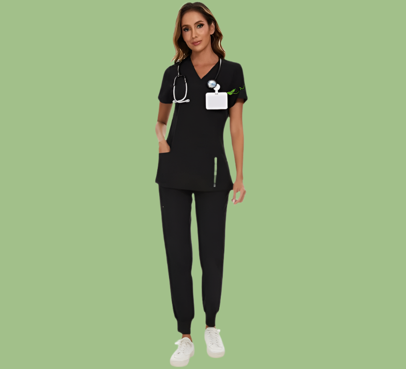 Women's Set Stretch V-Neck Scrub Top & Jogger Pant