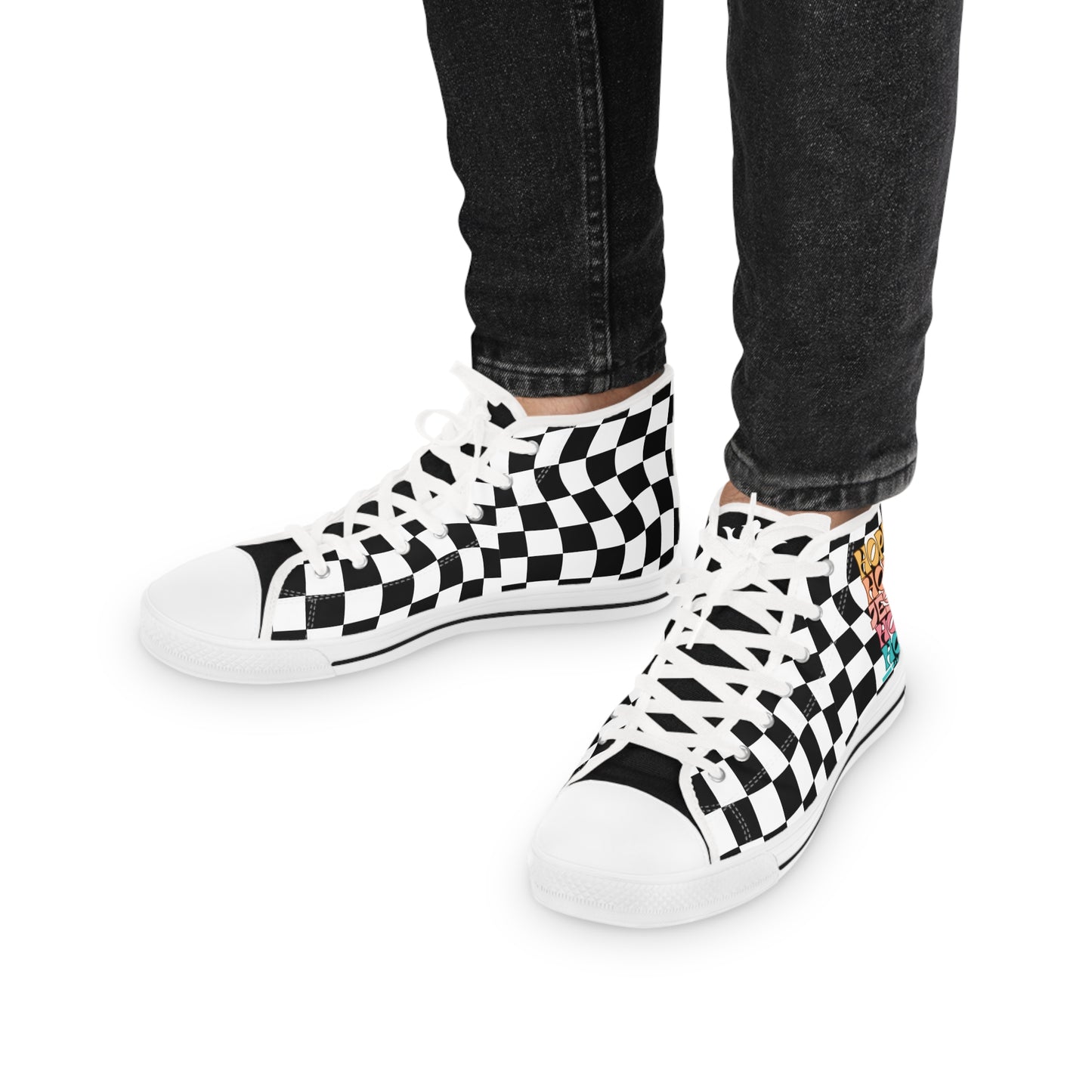 Jesus is Hope, Men's size checkered hi-tops