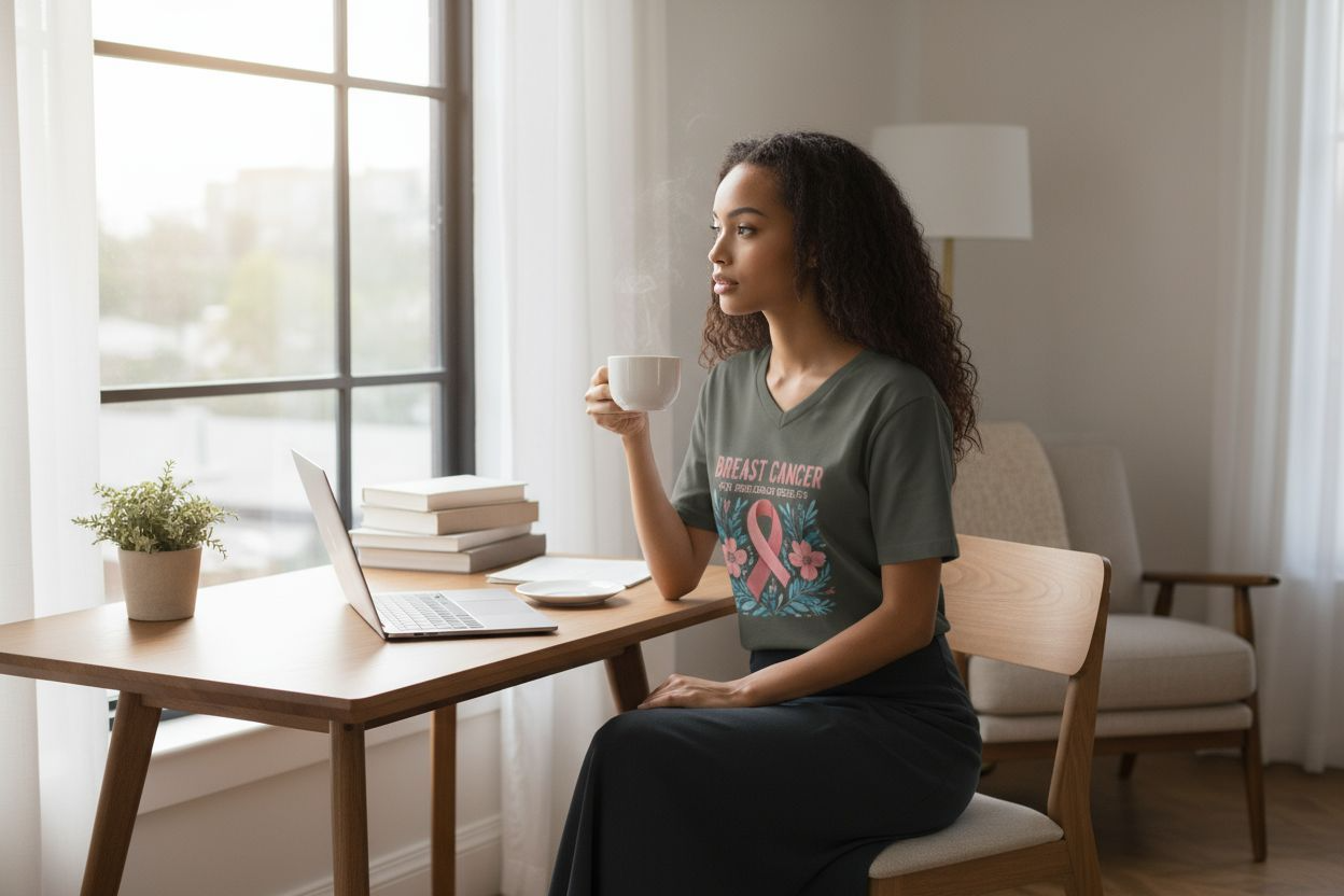 Breast Cancer Awareness tee- v neck