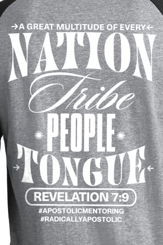 3/4-Sleeve Raglan Tee - Gray and Jet Black. Azusa Again