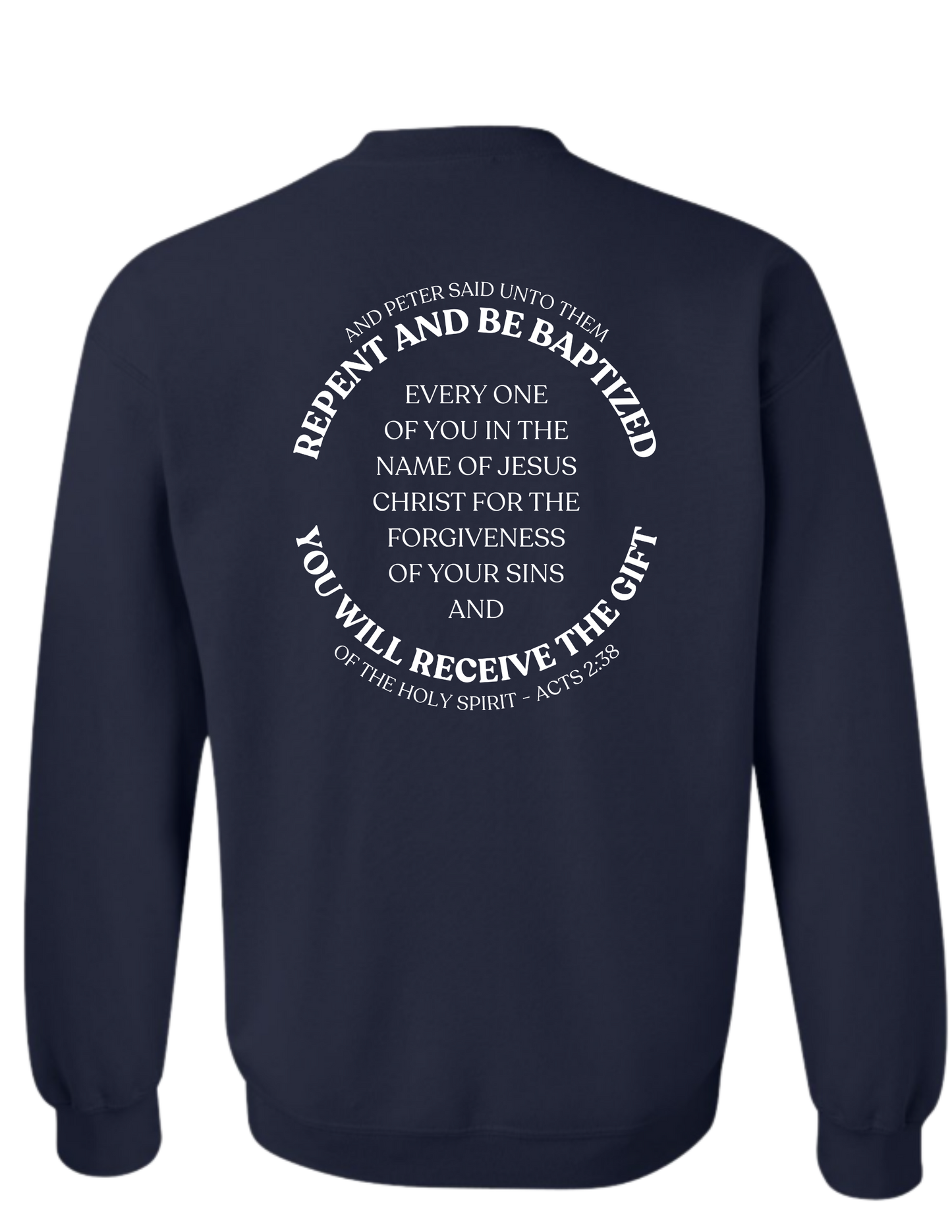 Outpouring Acts 2:38 Crewneck Sweatshirt-Navy
