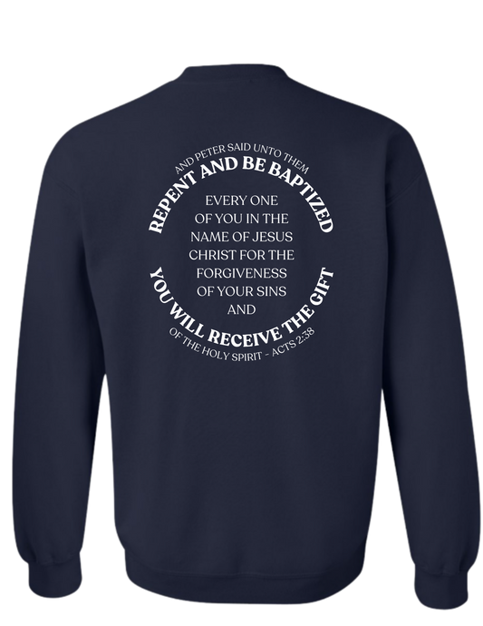 Outpouring Acts 2:38 Crewneck Sweatshirt-Navy