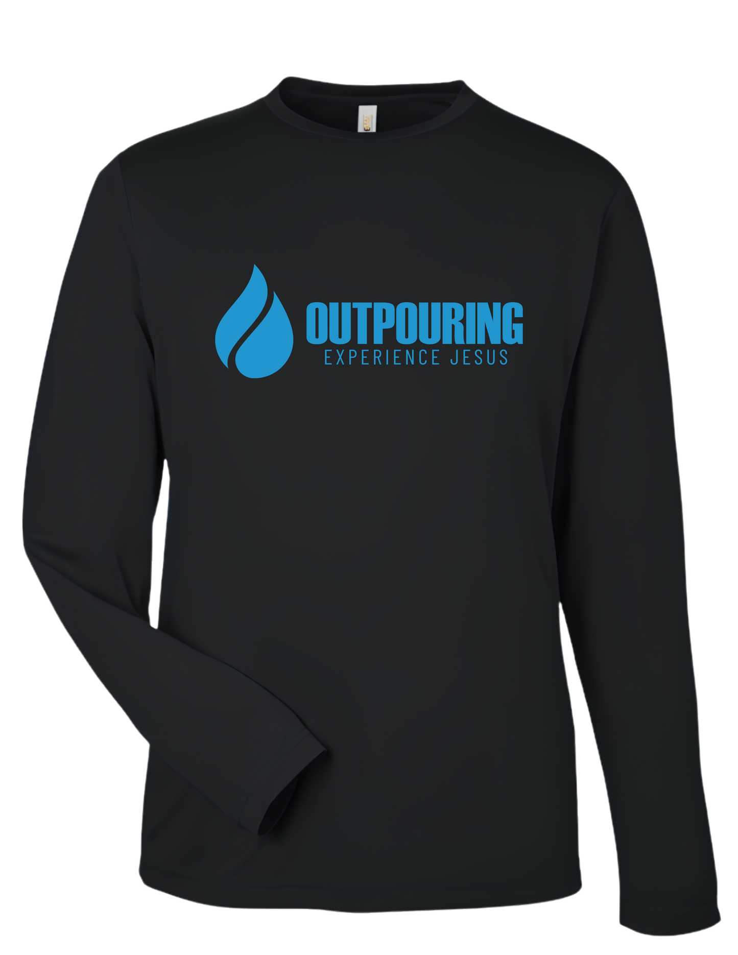 Outpouring “Experience Jesus” Performance Long-Sleeve Shirt-Black