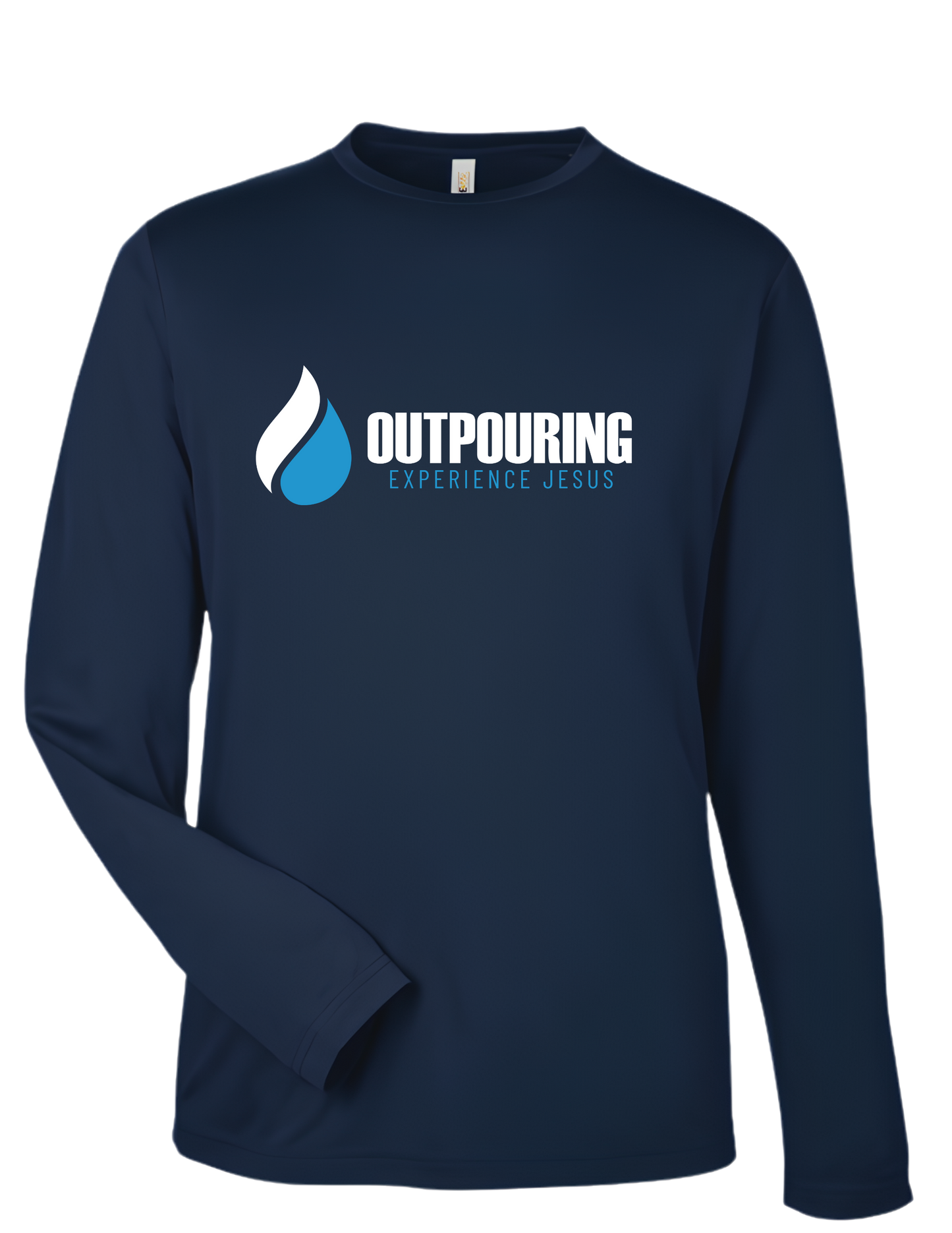 Outpouring “Experience Jesus” Performance Long-Sleeve Shirt-Navy