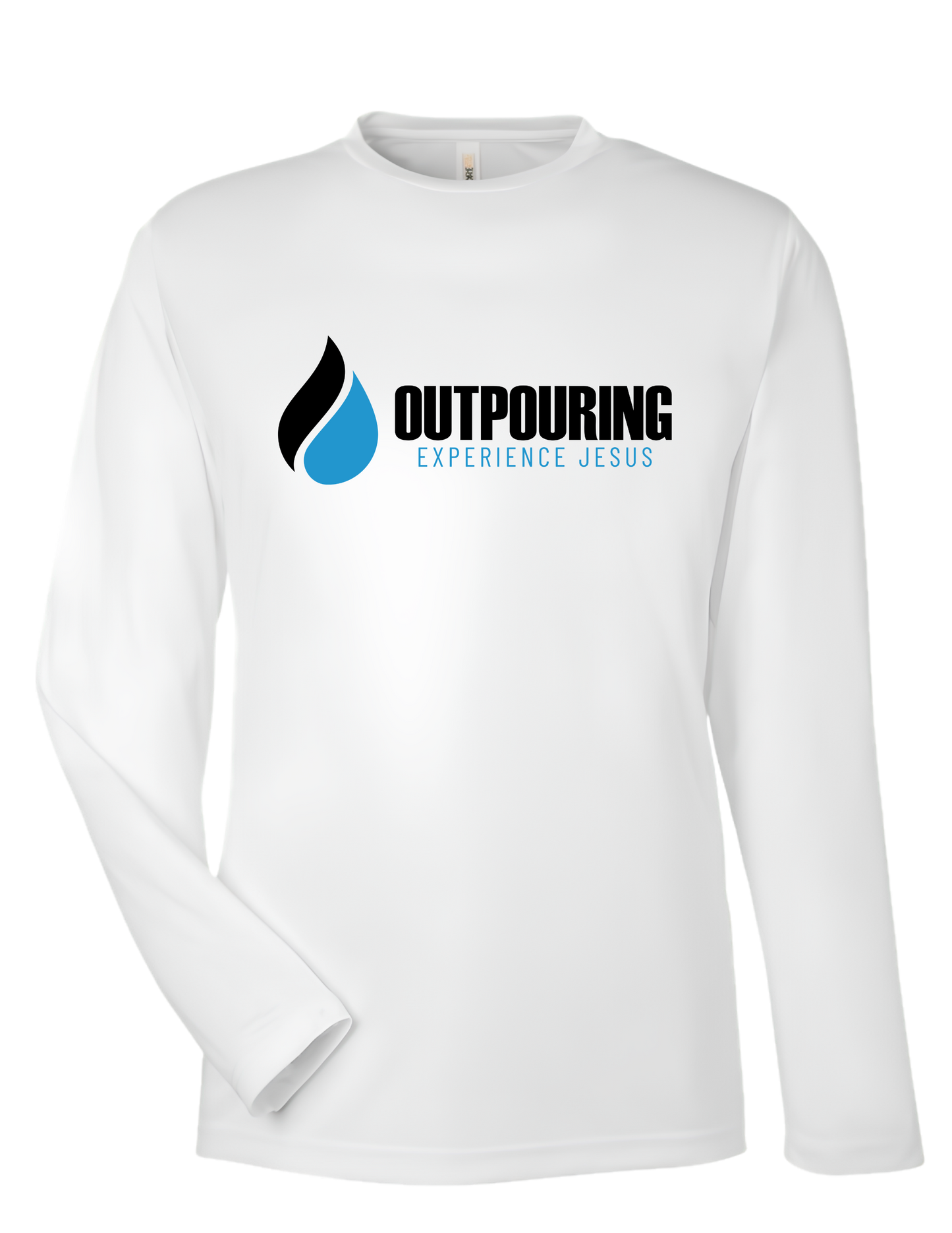 Outpouring “Experience Jesus” Performance Long-Sleeve Shirt-White