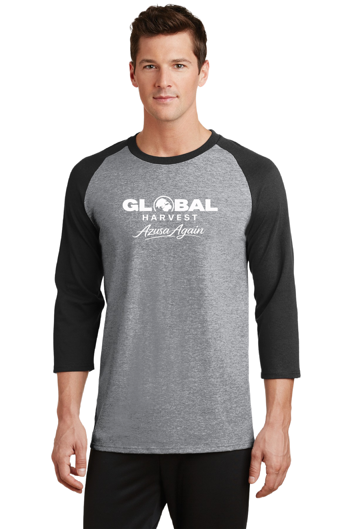 3/4-Sleeve Raglan Tee - Gray and Jet Black. Azusa Again