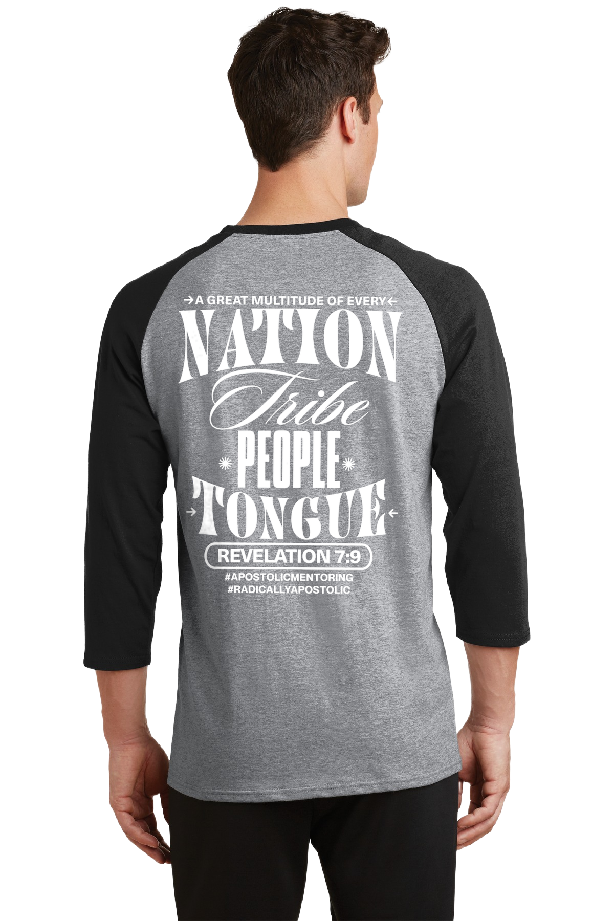 3/4-Sleeve Raglan Tee - Gray and Jet Black. Azusa Again
